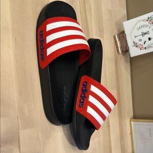 Adidas Navy Blue and Red Slide Sandals